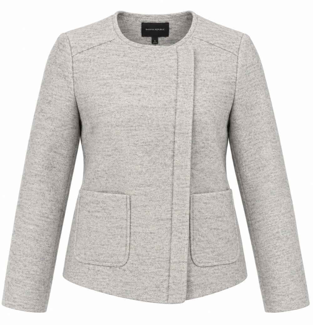 Banana Republic Gray Wool Blend Jacket Tailored Minimalist Old Money Size 8
